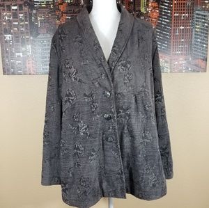 J.Jill Gray Tapestry Floral Jacket, size XL